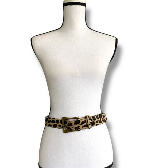 W Kleinberg Leopard Print Genuine Calf Hair Waist Belt Sz M Minimalist - Picture 8 of 9